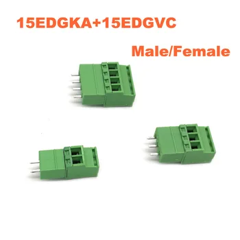 Pitch 3.81 mm Dikey Pin 2 P 3 P 4 P vidalı tapa - in PCB Terminal Bloğu Takılabilir Konnektör Erkek / Dişi 15 EDGKA + VC 30/50/100 Setleri