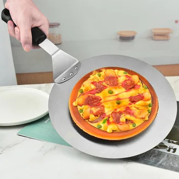 Pizza Kürek Spatula Plastik Saplı Katlanabilir Yuvarlak Paslanmaz Çelik Yapışmaz Pasta Kürek Mutfak Pişirme Kek Araçları Aksesuarları