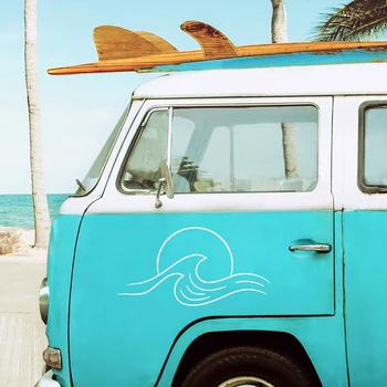 Plaj Ve Dalga Camper Sörf çıkartmalar Su Geçirmez Tuning Van Araba Styling Çıkartmaları Vinil Aksesuarları Dekorasyon