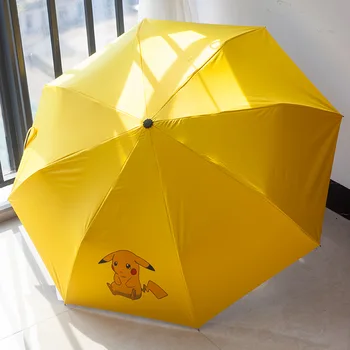 Pokemon Anti-Uv Otomatik Şemsiye Kawaii Anime Figürleri Karikatür Pikachu çocuk şemsiyeleri Taşınabilir Katlanır Güneşlik Şemsiye Hediyeler