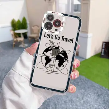 Popüler Dünya Haritası Seyahat Uçak Telefon Kılıfı için iPhone 11 12 13 Mini Pro Max 14 Pro Max Durumda kabuk