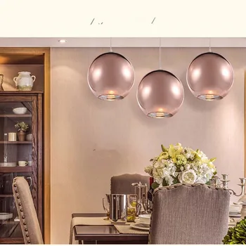 Postmodern İskandinav kahve dükkanı uzay galvanik ayna cam top şeklinde asma lamba dekorasyon süslemeleri restoran 110-220 V