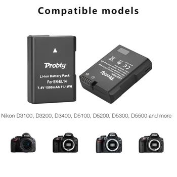 Probty EN-EL14 ENEL14 şarj edilebilir pil Nikon Coolpix P7000 P7100 P7700 P7800 D3100 D3200 D3300 D5100 D5200 Kamera