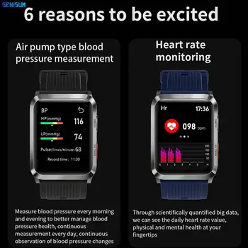 Profesyonel Sağlık akıllı saat hava pompası Hava Yastığı Gerçek Kan Basıncı Monitörü Kan Oksijen Vücut Sıcaklığı Erkekler Yaşlı Smartwatch