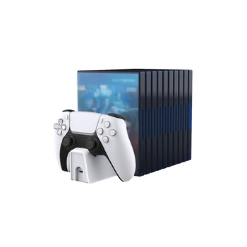 PS5 için Kablosuz Denetleyici şarj standı + Oyun Disk Depolama Traya