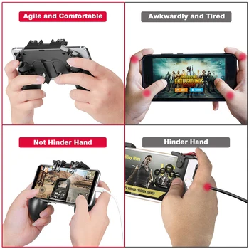 PUBG Denetleyici AK77 Altı Parmak Gamepad iPhone Android PUBG Mobil Denetleyici L1 R1 Atıcı Tetikleyicileri Yangın Joystick Oyun pedi