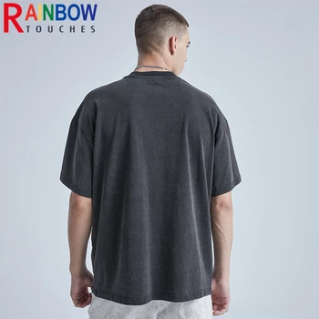 Rainbowtouches Yıkanmış T Gömlek Erkekler Orijinal Marka Vintage Unisex Yüksek Sokak Renk Desen Boy Moda Erkekler GraphicT-Shirt