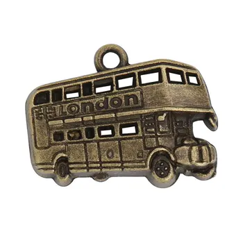 RAİNXTAR 20 adet Moda Vintage Alaşım Londra Otobüs Şekli Takı Takılar 19 * 25mm AAC1093