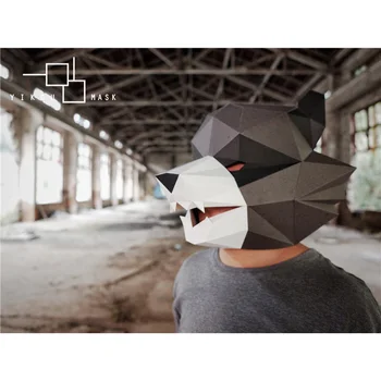 Rakun Hayvan Yetişkin Baş maskesi Kağıt Modeli, 3D Papercraft Sanat Kostüm Partisi Cosplay, el Yapımı DIY Origami Zanaat RTY005