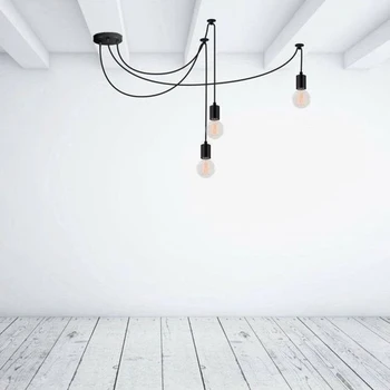 Retro Edison ampul ışık Avize Vintage Loft Antika Ayarlanabilir DIY E27 Sanat Örümcek Kolye Lamba Ev Aydınlatma Armatürü