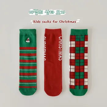 RiniLucia 3 çift / grup Yeni Yıl Bebek Noel Çorap Çocuk Çorap Sevimli Güzel Erkek Kız Pamuk Kırmızı Hediye Çorap Sonbahar Kış Çorap