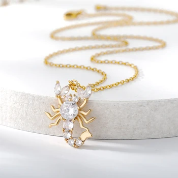 RXSMll Zirkon Akrep Kolye Kadınlar İçin Moda Altın Gümüş Renk Paslanmaz Çelik Boyun Zinciri kadın mücevheratı yıldönümü hediyesi