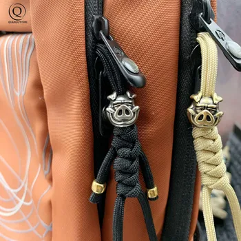 Saf Bakır Güzel Domuz Şemsiye Halat Paracord Boncuk Aksesuarları Yaratıcı Hayvan Domuz EDC bıçak sapı DIY Kolye Takı Anahtarlık