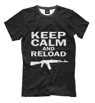 Sakin ol ve yeniden t-shirt Rusya Kalaşnikof Silah Silah siyah erkek t shirt Kısa Rahat Pamuk Harajuku erkek giyim