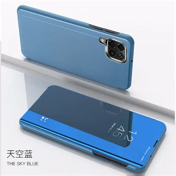 Samsung Galaxy A22 5G Akıllı Ayna Flip Case Galaxy A03s Darbeye Dayanıklı Deri Manyetik Telefon Kapak Koruyucu Kabuk Coque