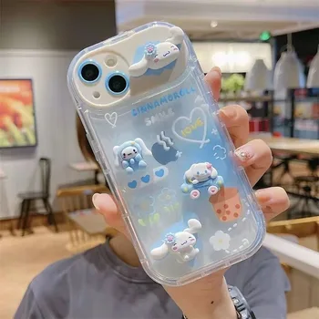 Sanrio Cinnamoroll Kuromi 3D çizgi film bebeği Ayna İle Telefon Kılıfları iPhone 14 13 12 11 Pro Max XR XS MAX Anti-damla arka Kapak