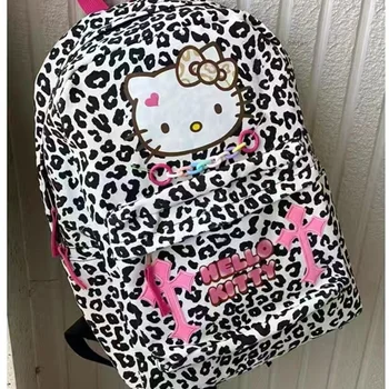 Sanrio Hello Kitty Sırt Çantası Kadın Kawaii Karikatür Desen Öğrenci Naylon Schoolbag Büyük Kapasiteli Seyahat Omuz Çantası Sırt Çantası Y2k