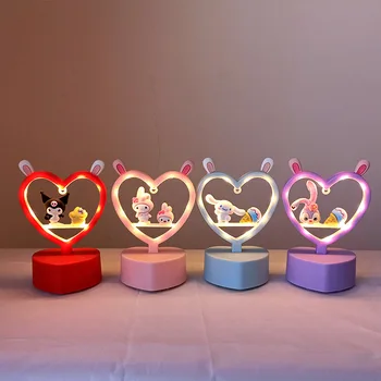 Sanrio Kawaii Dıy Karikatür Nightlight Led Masa Lambası Başucu lambası yaratıcı Cinnamoroll My Melody Kuromi Masa Lambası Çocuk Oyuncak hediye