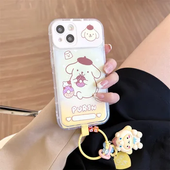 Sanrio Ponpon Purin Cep Telefonu Kılıfı Kawaii iPhone 14 13 12 11 X Xs Artı Pro Max Koruyucu Kabuk Ayna Anahtarlık Oyuncak Kızlar