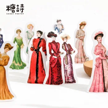 Saray Görüntü Serisi Kaplamalı Kağıt Etiket Paketi 40 Yaprak Retro Elbise Karakter Cep Dekorasyon Malzemeleri Kitap Sevimli Çıkartmalar