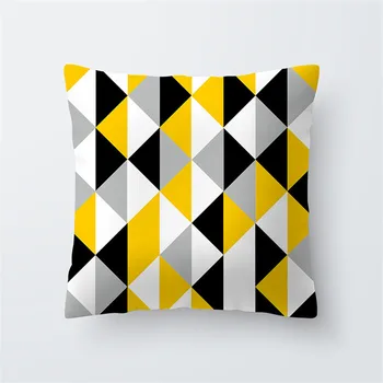 Sarı Geometri minder örtüsü 45x45 Yastık Kılıfı Polyester Dekoratif kanepe Yastıkları Atmak Yastıklar İskandinav Ev Dekor Yastık Kılıfı