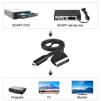SCART HDMI, HDMI SCART Video Ses Upscale Converter Adaptörü 1080 P/NTSC/PAL için HD TV DVD için Gökyüzü Kutusu STB Tak ve Çalıştır