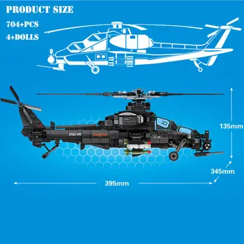 SEMBO Askeri Z - 10 Helikopter Uçak Yapı Taşları Silahlı Helikopter Uçak Tuğla Çocuklar İçin Oyuncaklar Monte Yılbaşı Hediyeleri