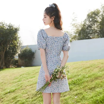 SEMIR Elbise Kadın Saf Pamuk Doku çiçekli elbiseler Oynak 2022 Yaz Yeni Yumuşak Puf Kollu Kısa Elbise Mori