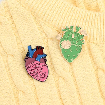 Sen Benim Kalp Pompası Emaye Pimleri Özel Organ Kaktüs çiçek Kalp Broş Yaka Rozeti Çanta Karikatür Takı Arkadaşlar için Hediyeler