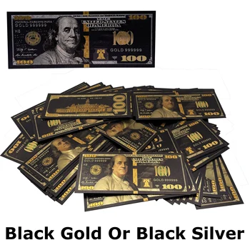 Serin Siyah Renk Yüz ABD Doları Altın Folyo Banknot Renkli 24 k Altın ABD Doları Banknot Hatıra ve Koleksiyon Hediye