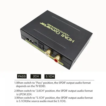 Ses Ayırıcı HDMI Uyumlu HDMI Uyumlu + SES + SPDIF + R / L Ses Sinyali Dönüştürücü Destekler 2 kanallı Ve 5.1 Surround