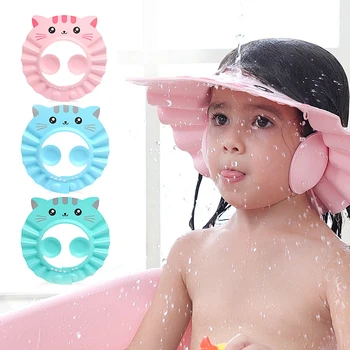 Sevimli Bebek Banyo Duş Başlığı Ayarlanabilir Çocuk Bebek Kız Erkek kulak koruyucu şampuan kabı Çocuk Saç Yıkama Şapka golf sopası kılıfı