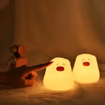 Sevimli Domuz Şekli LED Gece Lambası Karikatür Yumuşak Silikon Musluk başucu lamba pili Powered Çocuk Hayvan LED Gece Lambası