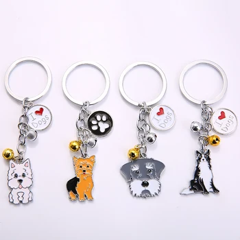 Sevimli Köpek Anahtarlık Metal Pet anıt anahtarlık Güzel Hayvan Bells Anahtarlıklar araba anahtarlığı Bulldog Kolye çanta uğuru Takı hediyeler