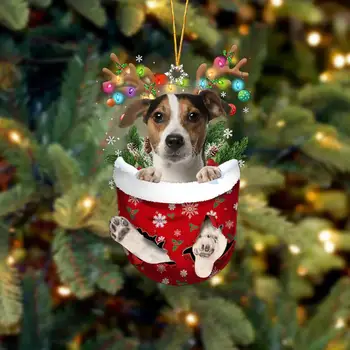 Sevimli Noel Köpek Araba dikiz aynası Kolye Yaratıcı Akrilik Yılbaşı Ağacı Süsleri Hediye Oto Dekorasyon Aksesuarları