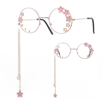Sevimli Sakura Kanat Kolye Temizle Optik Gözlük Çerçeve Gözlük Oryantal kiraz gözlük Şeffaf Lens Gözlük Çerçeveleri