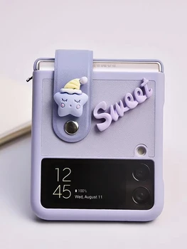 Sevimli tatlı yıldız bilek tutucu telefon kılıfı için Samsung Galaxy Z Flip 3 zflip 4 kapak