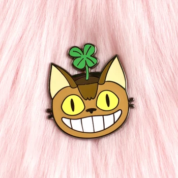 Sevimli Totoros Kedi Otobüs Houseplant Sert Emaye Pin Kawaii Pastel Bitki Pimleri Moda Çizgi Film Hayvan Kedi Broş Anime Hayranları Hediye