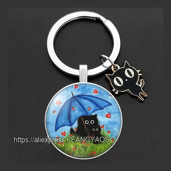 Sevimli Yaramaz Siyah Kedi Kız Güzel Kızlar için Kedi Anahtar Yüzük Güzel Küçük Kedi yavrusu Anahtar Zincir Yüzük Benim Takı Seviyorum Anahtarlık