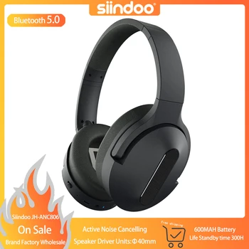 Siindoo ANC806 Kablosuz Aşırı Kulak Kulaklık Aktif Gürültü Kontrolü Bluetooth Kulaklık HİFİ Süper Bas Mic ile 600MAH Pil 40mm