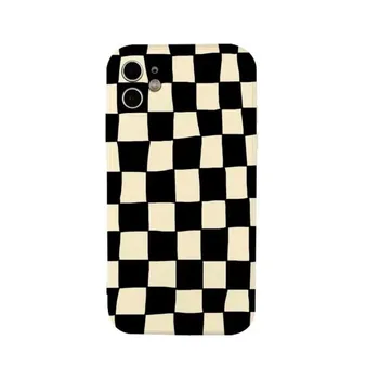Siyah & Beyaz Checker Kılıf iPhone 14 13 Pro Max Arka Telefon Kapak için 12 Mini 11 Pro Max X XS XR 6 6S 8 7 Artı SE 2020 Çapa