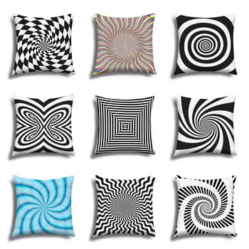 Siyah ve beyaz spiral yastık kılıfı, 45x45 minder örtüsü, ev dekorasyon, kanepe minder örtüsü, özelleştirmek desen 60x60 50x50