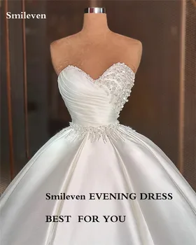 Smileven Suudi Arabistan Prenses düğün elbisesi Sevgiliye Boyun Gelin Elbiseler Balo Boncuk Boho Gelinlikler
