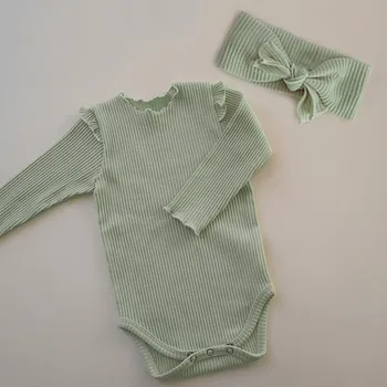 Sonbahar Bebek Romper çocuk giyim erkek Ve kadın Bebek Renkli Çukur Şerit Tayt Yenidoğan Giysileri Ev Giysileri