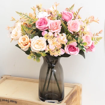 Sonbahar Güzel Yapay Şakayık Gül İpek Çiçekler DIY Düğün Ev Noel Dekorasyon Çiçek Gül Hediyeler Buket Düzenleme