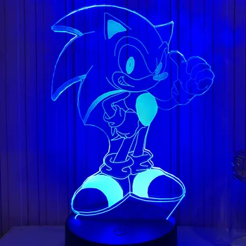 Sonic şekilli kalıp 3D Gece Lambası LED 7 renk Değiştiren Lamba Sonic Aksiyon Figürü Yatak Odası dekorasyon oyuncak çocuk çocuklar için doğum günü hediyesi