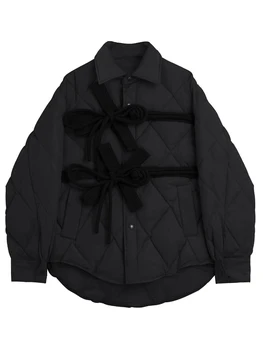 Streetwear Kış kapitone ceket Kadın Parkas Kalınlaşmak Sıcak Yastıklı Ceket Kadın Standı Yaka Yay Ceketler Parka Ceket Moda LH990