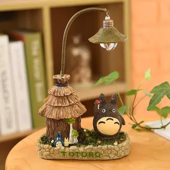 Stüdyo Ghibli Anime Komşum Totoro Şekil Oyuncak Led Gece Lambası Yatak Odası Dekorasyon Reçine Modeli Eşlik Toplamak doğum günü hediyesi
