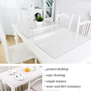 Su geçirmez PVC Masa Örtüsü Masa Örtüsü şeffaf Masa Örtüsü Mutfak Desen Muşamba Cam Yumuşak Bez Buzlu Masa Örtüsü 1.0 mm