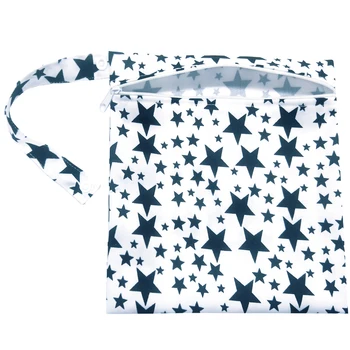Su geçirmez ıslak çanta moda baskılar ıslak kuru bebek bezi çantası cep Nappy Wetbags kullanımlık PUL seyahat ıslak kuru 20X23 cm bebek bezi çantası